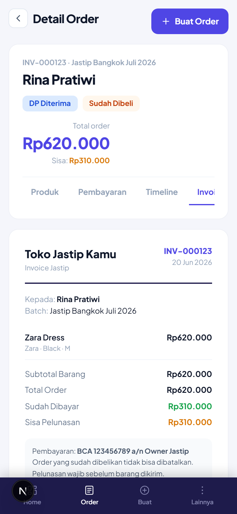 Invoice PDF rapi, tanpa buka Canva